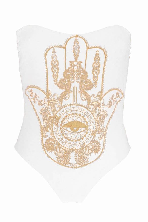 Maillot de bain une pièce bustier Fatma White