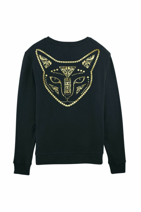 Sweat-shirt en coton bio Black Sorcière impression or – Image 5