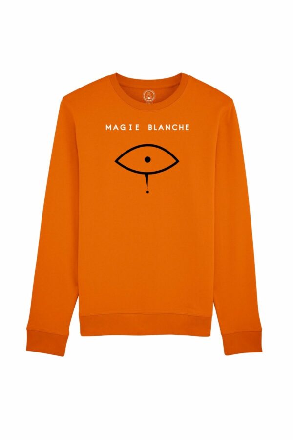 Sweat-shirt en coton bio Orange Magie Blanche