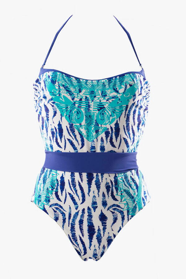Maillot de bain une pièce bustier Aloha Tiger Blue – Image 4