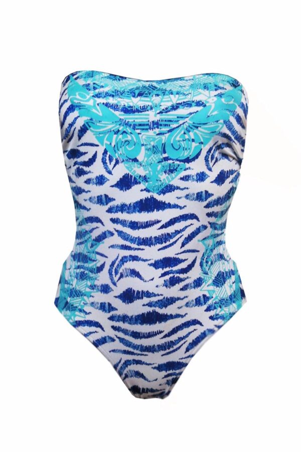 Maillot de bain une pièce bustier Aloha Tiger Blue