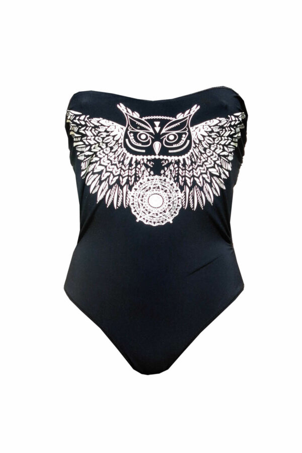 Maillot de bain une pièce bustier phosphorescent Aloha Black Magic Owl