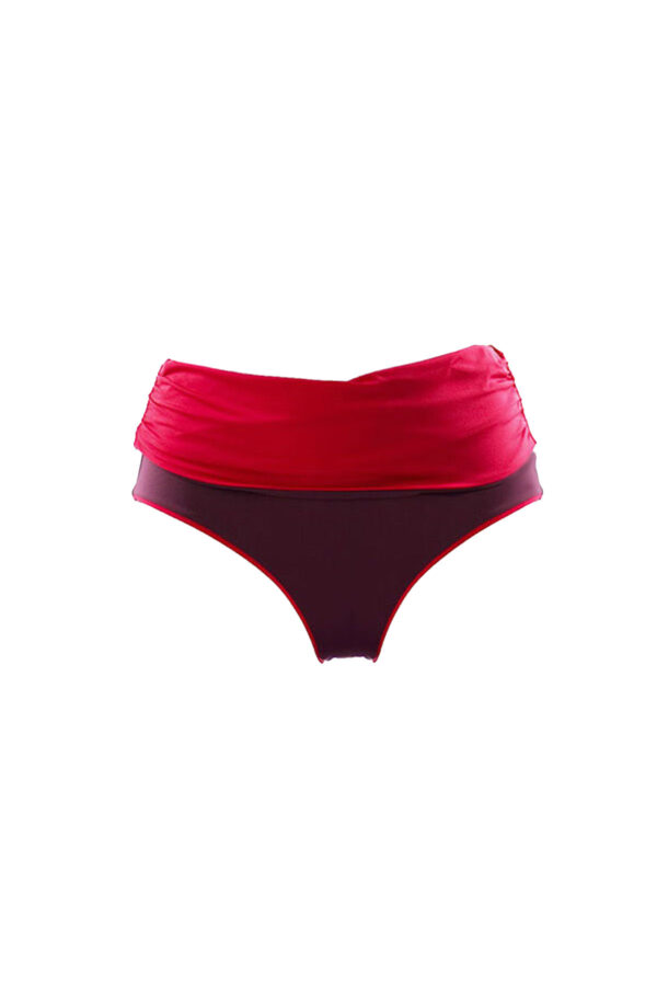 Bas de maillot taille haute réversible Oceania Red Purple