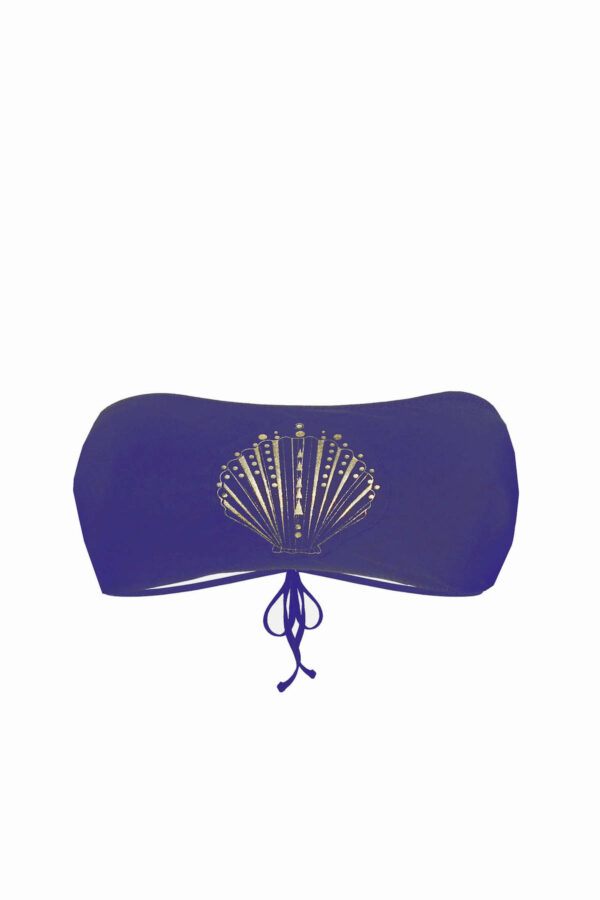 Haut de maillot bandeau imprimé coquillage or Esme Blue