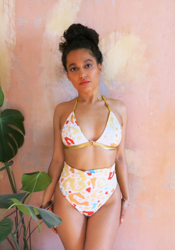 Bas de maillot taille haute Rita Leonima White/Ocre – Image 4