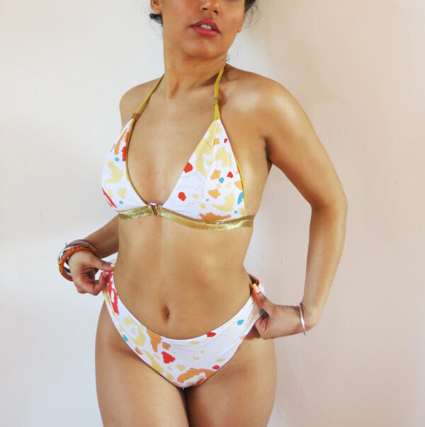 Bas de maillot tanga Tania Leonima White/Ocre – Image 5