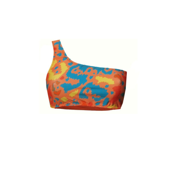 haut de maillot one shoulder print animal orange