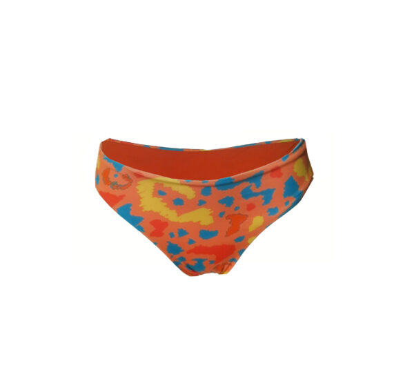 bas de maillot tanga réversible orange animal